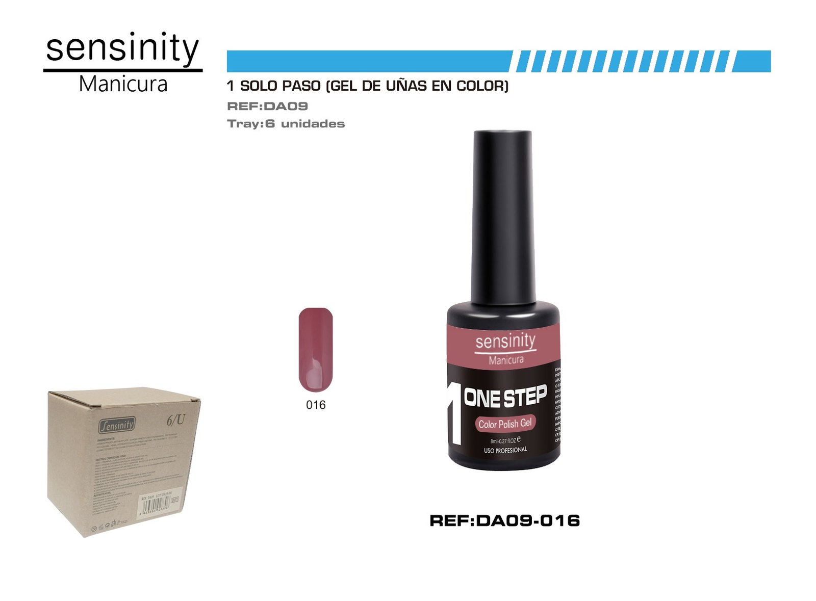 SENSINITY MANICURA ESMALTE GEL,UV/LED,ONE STEP COLOR POLISH GEL,ROSA P