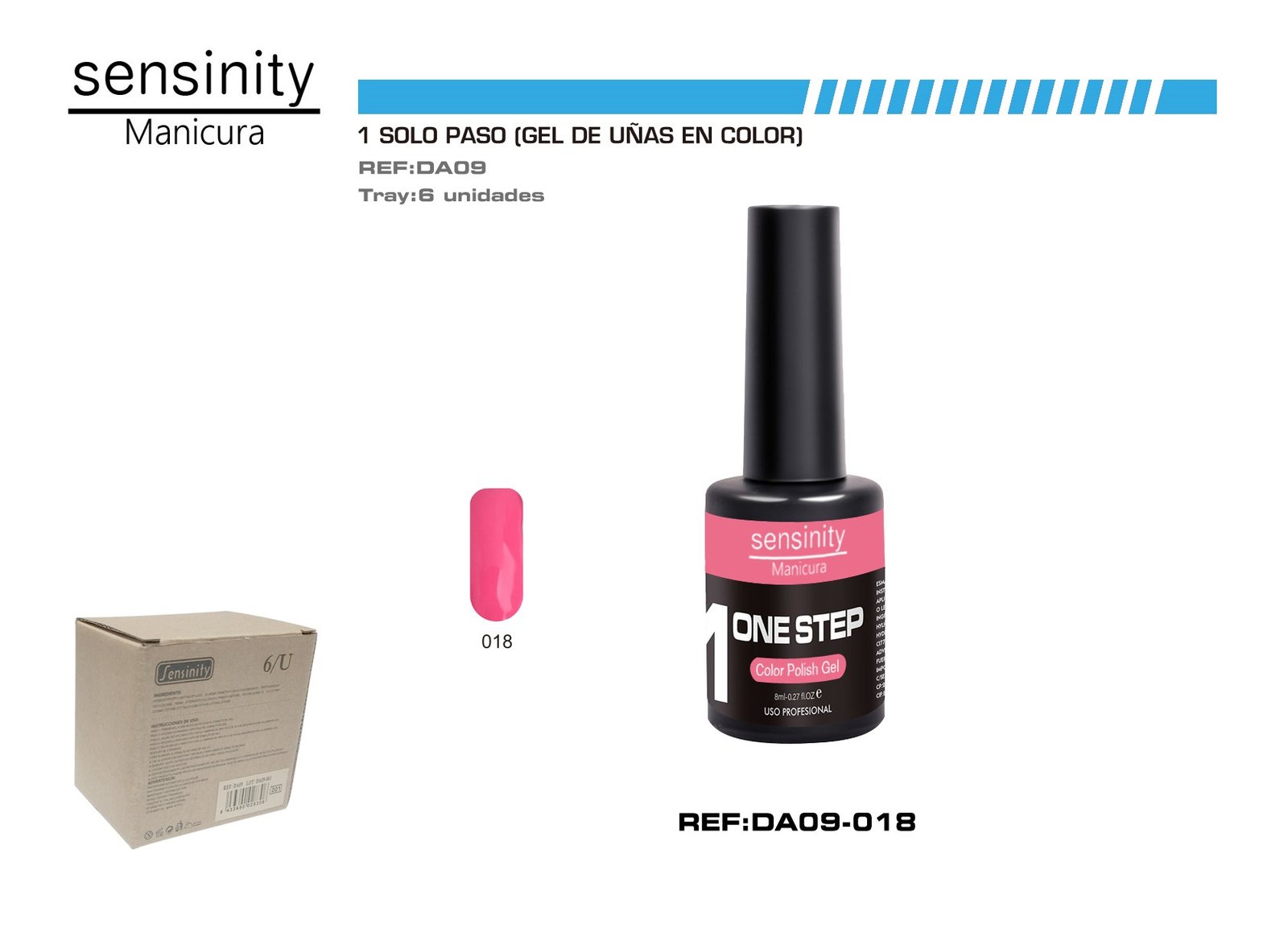 SENSINITY MANICURA ESMALTE GEL,UV/LED,ONE STEP COLOR POLISH GEL,ROSA C
