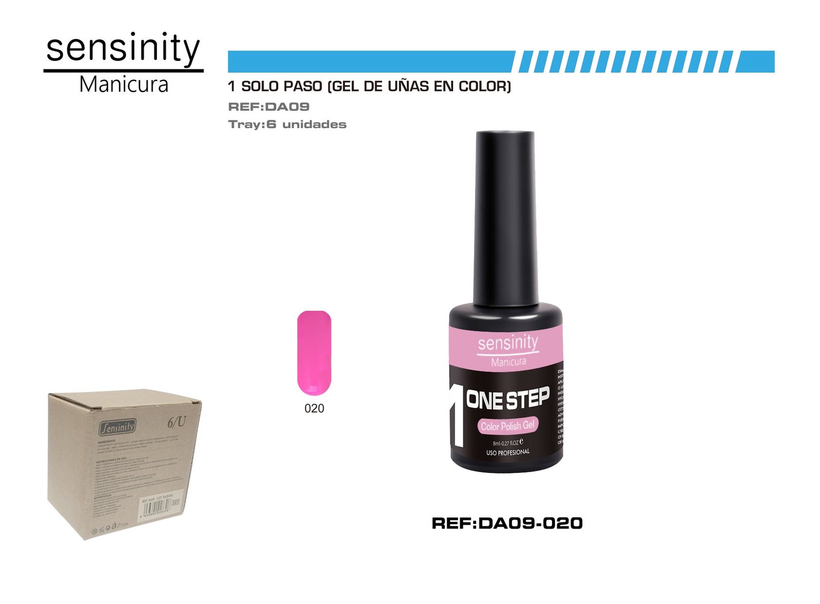 SENSINITY MANICURA ESMALTE GEL,UV/LED,ONE STEP COLOR POLISH GEL, ROSA