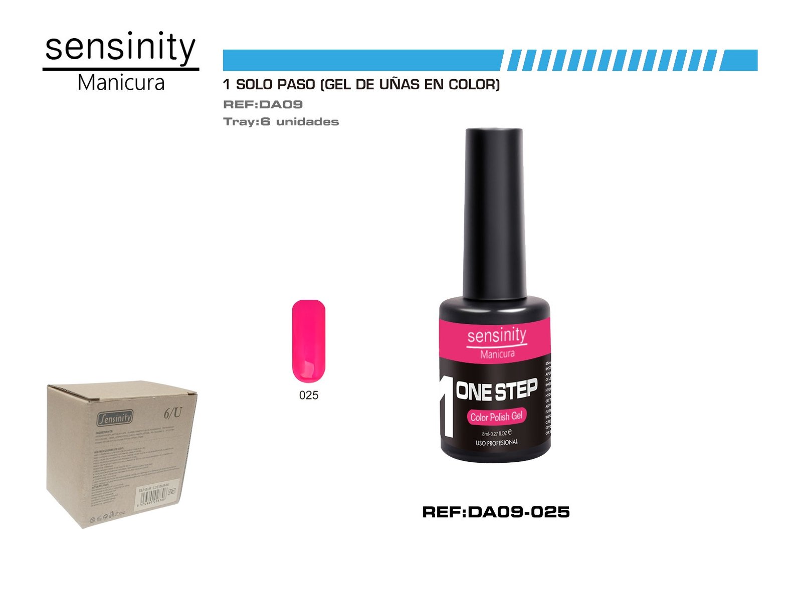 SENSINITY MANICURA ESMALTE GEL,UV/LED,ONE STEP COLOR POLISH GEL,ROSA F