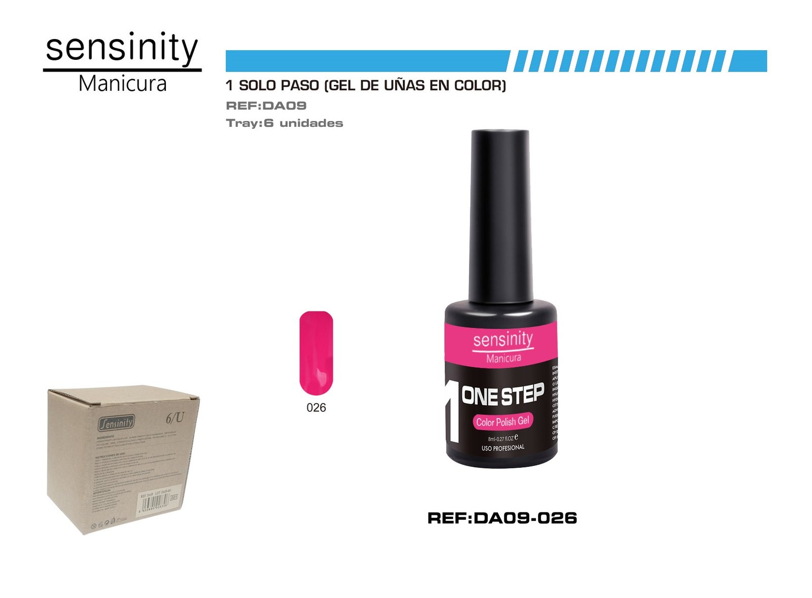 SENSINITY MANICURA ESMALTE GEL,UV/LED,ONE STEP COLOR POLISH GEL,MAGENT