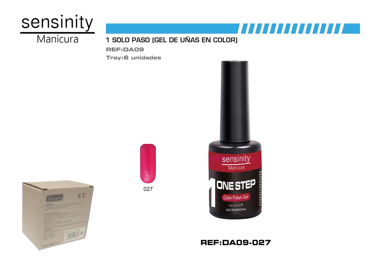 SENSINITY MANICURA ESMALTE GEL,UV/LED,ONE STEP COLOR POLISH GEL,ROJO R