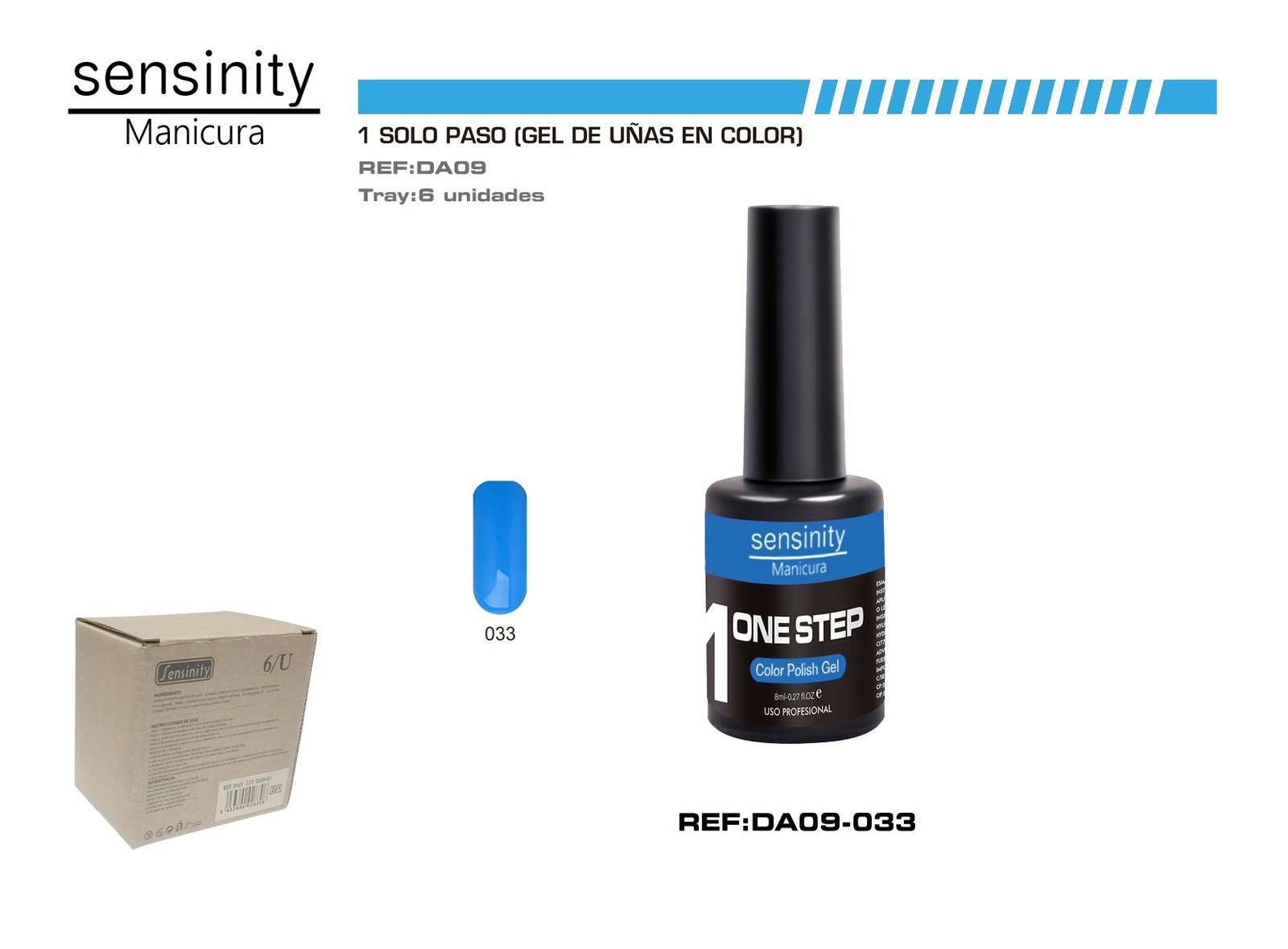 SENSINITY MANICURA ESMALTE GEL,UV/LED,ONE STEP COLOR POLISH GEL,AZUL C
