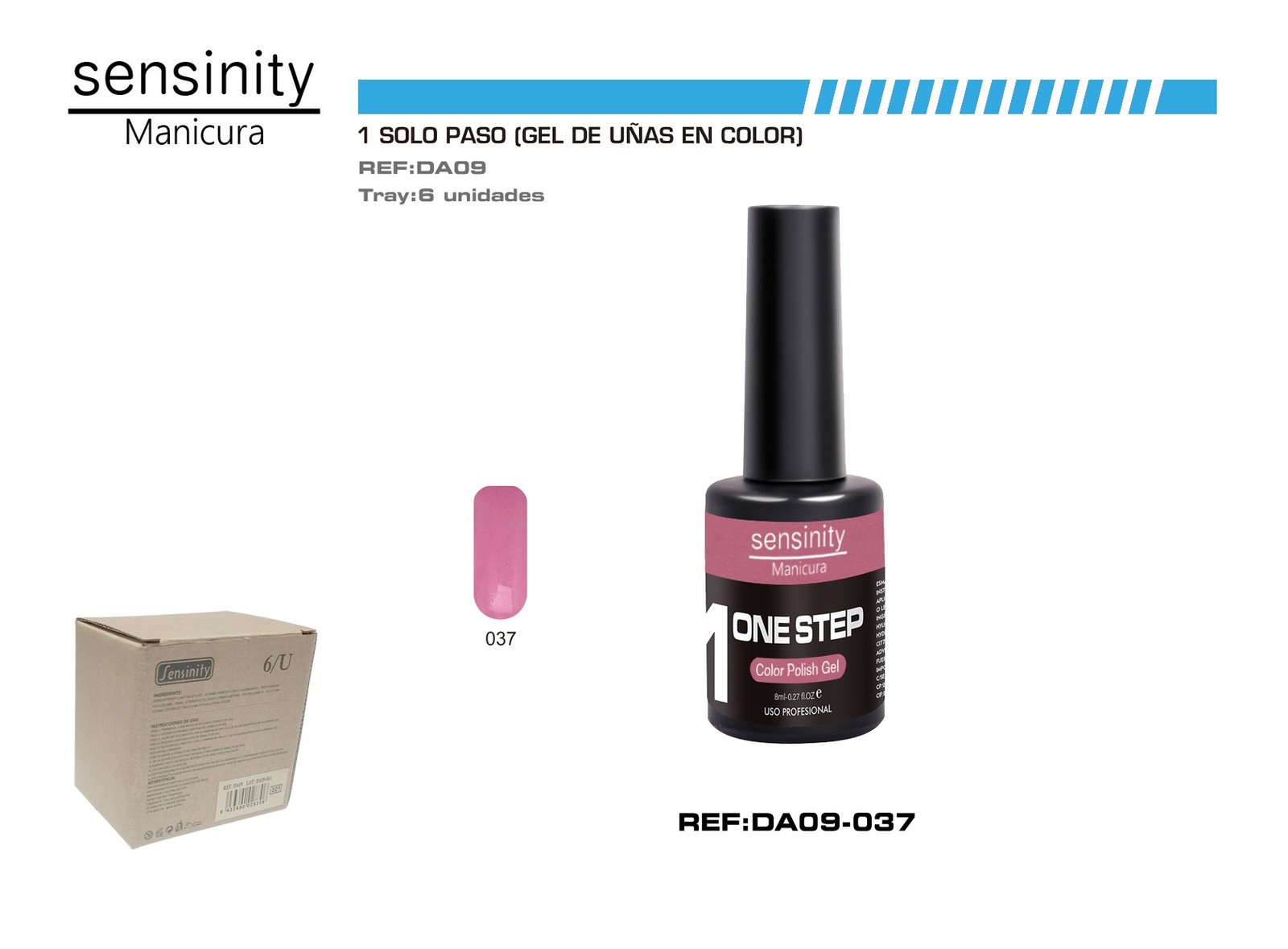 SENSINITY MANICURA ESMALTE GEL,UV/LED,ONE STEP COLOR POLISH GEL,ROSA P