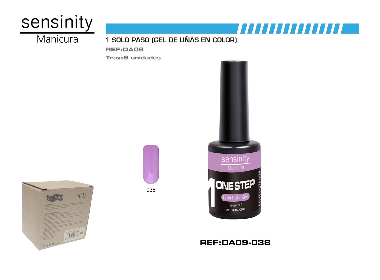 SENSINITY MANICURA ESMALTE GEL,UV/LED,ONE STEP COLOR POLISH GEL,MORADO