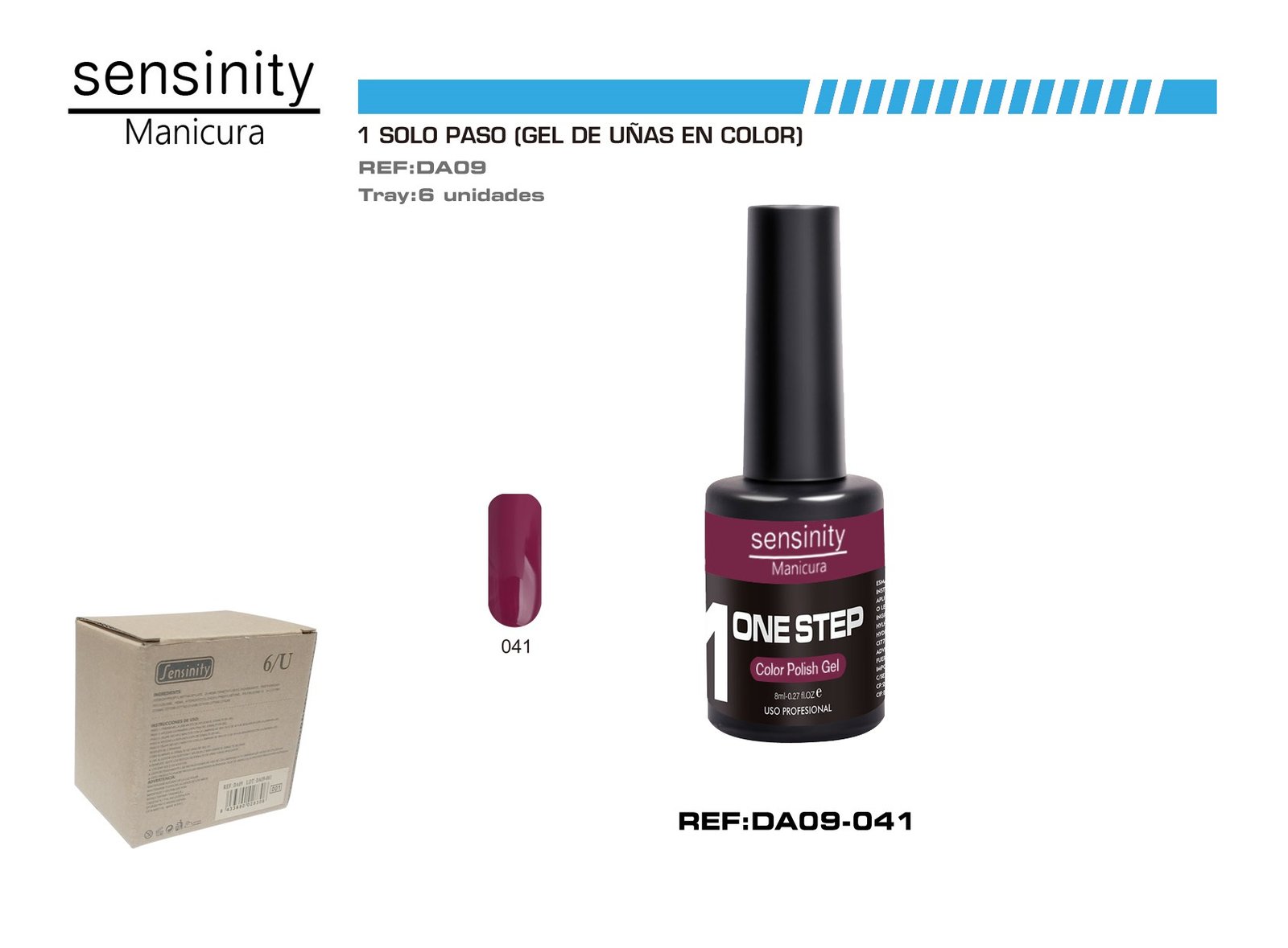 SENSINITY MANICURA ESMALTE GEL,UV/LED,ONE STEP COLOR POLISH GEL,GRANAT