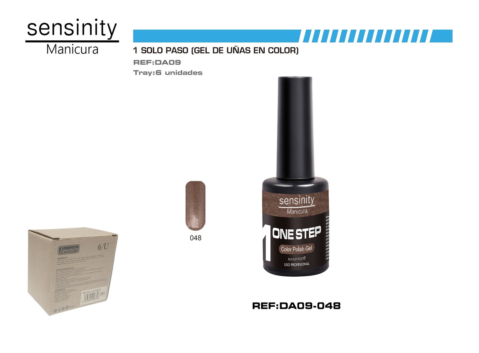 SENSINITY MANICURA ESMALTE GEL,UV/LED,ONE STEP COLOR POLISH GEL,MARRON