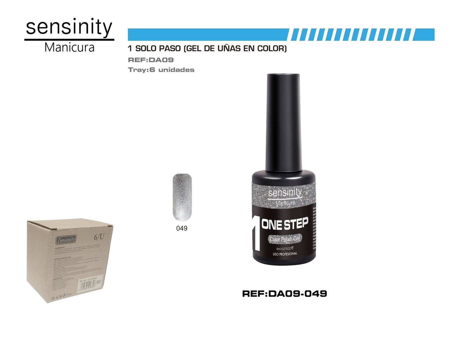 SENSINITY MANICURA ESMALTE GEL,UV/LED,ONE STEP COLOR POLISH GEL, GRIS