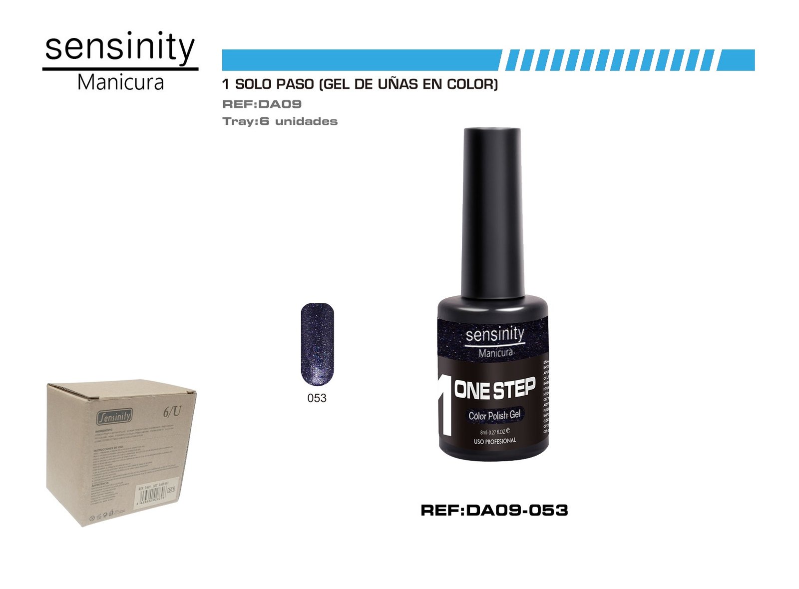 SENSINITY MANICURA ESMALTE GEL,UV/LED,ONE STEP COLOR POLISH GEL,AZUL M