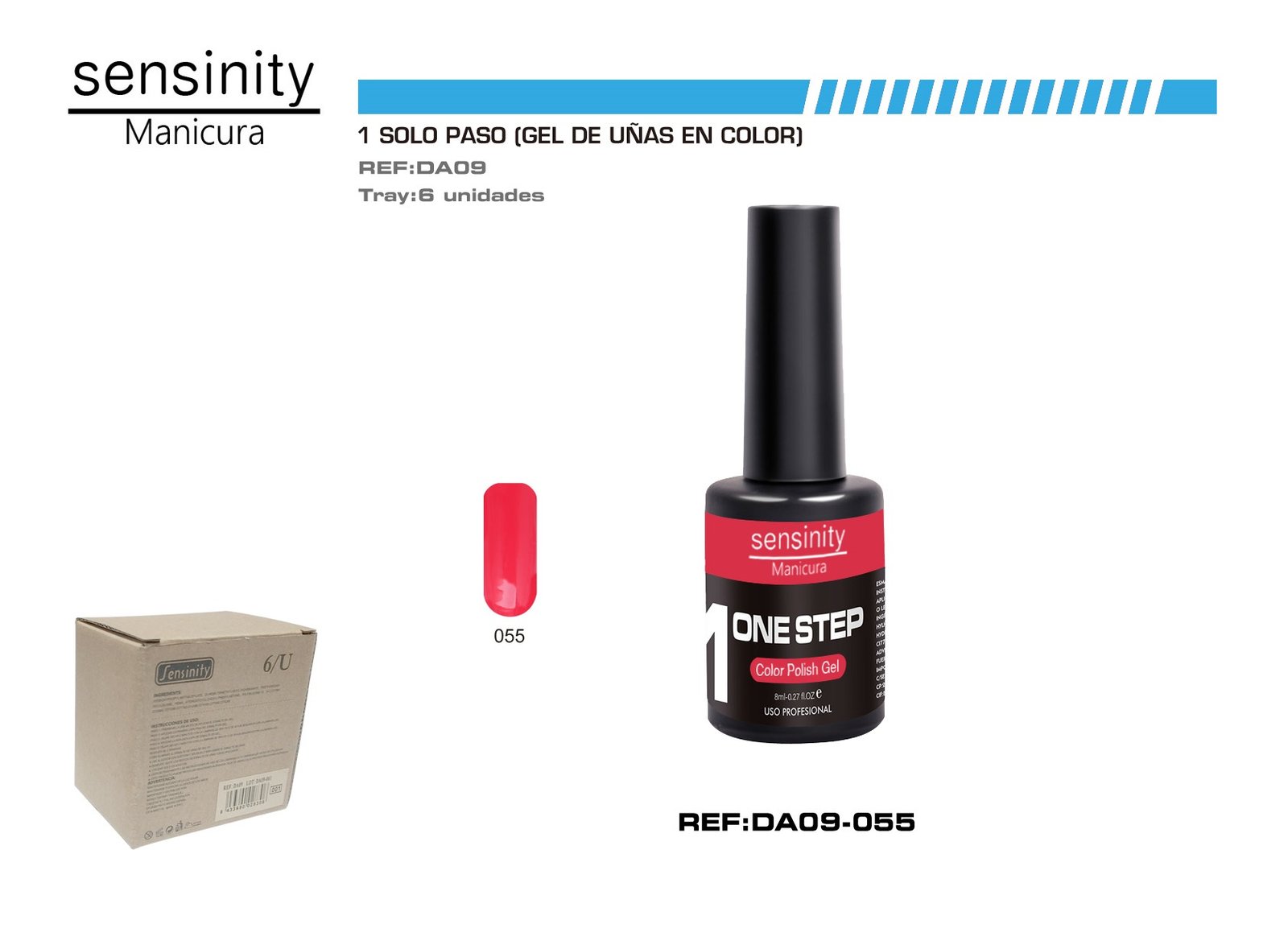 SENSINITY MANICURA ESMALTE GEL,UV/LED,ONE STEP COLOR POLISH GEL,ROJO C