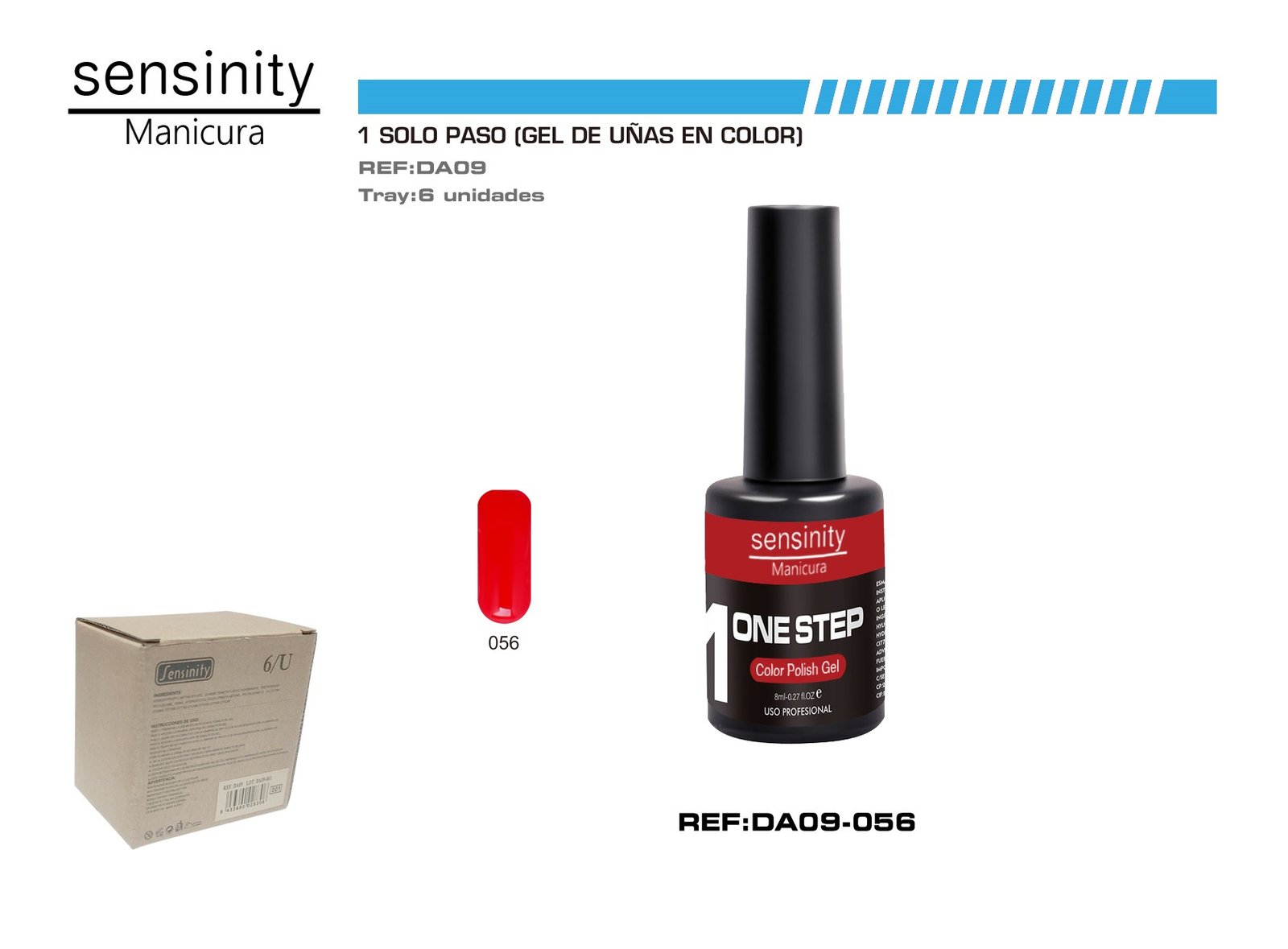SENSINITY MANICURA ESMALTE GEL,UV/LED,ONE STEP COLOR POLISH GEL,ROJO F