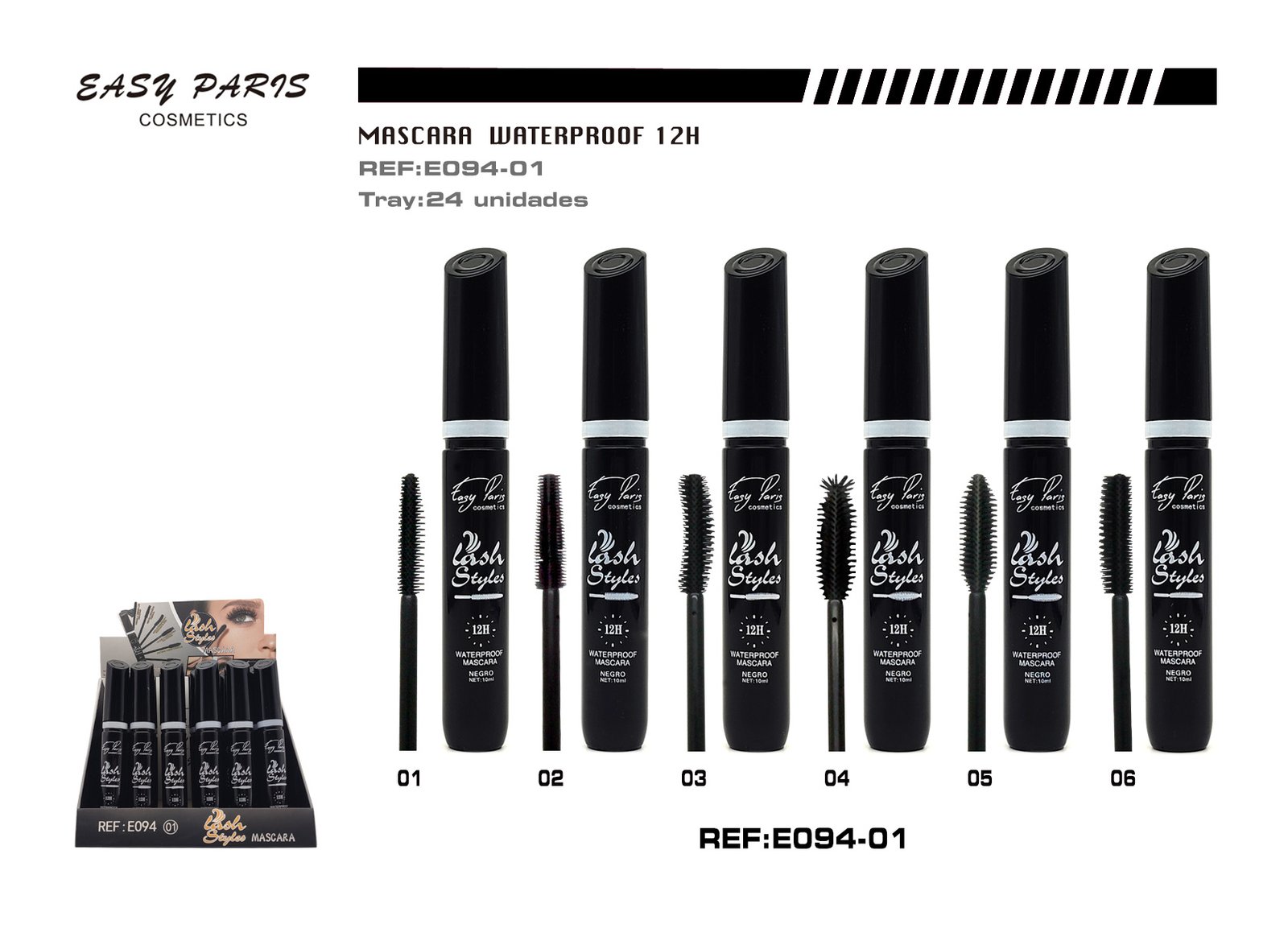 MASCARA PESTAÑAS 12H WATERPROOF 6 MODELOS