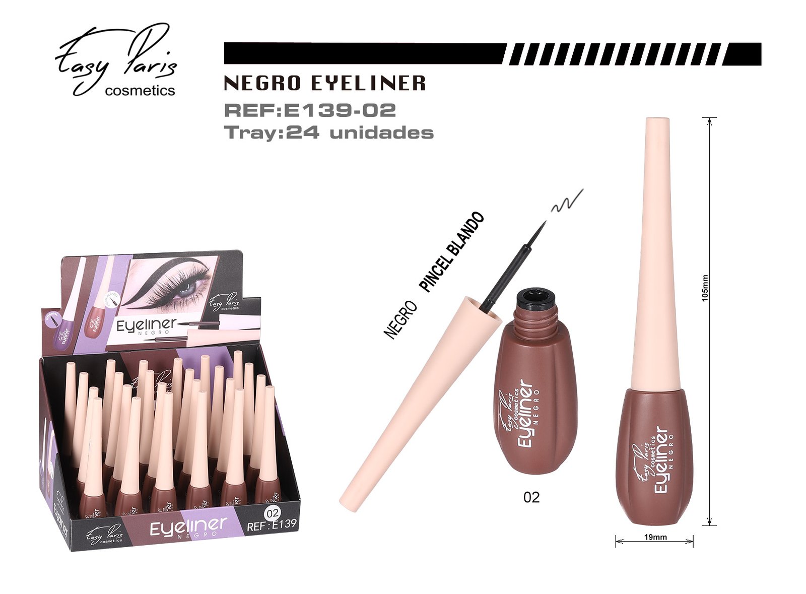 EYELINER LIQ.NEGRO PINCEL CLASIC.24/U