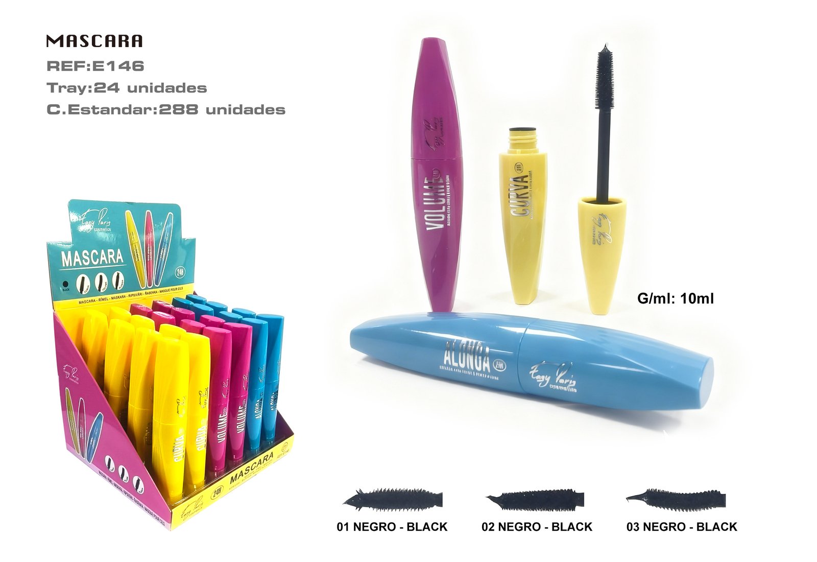 MASCARA DE PESTAÑAS 3 FORMAS NEGRO