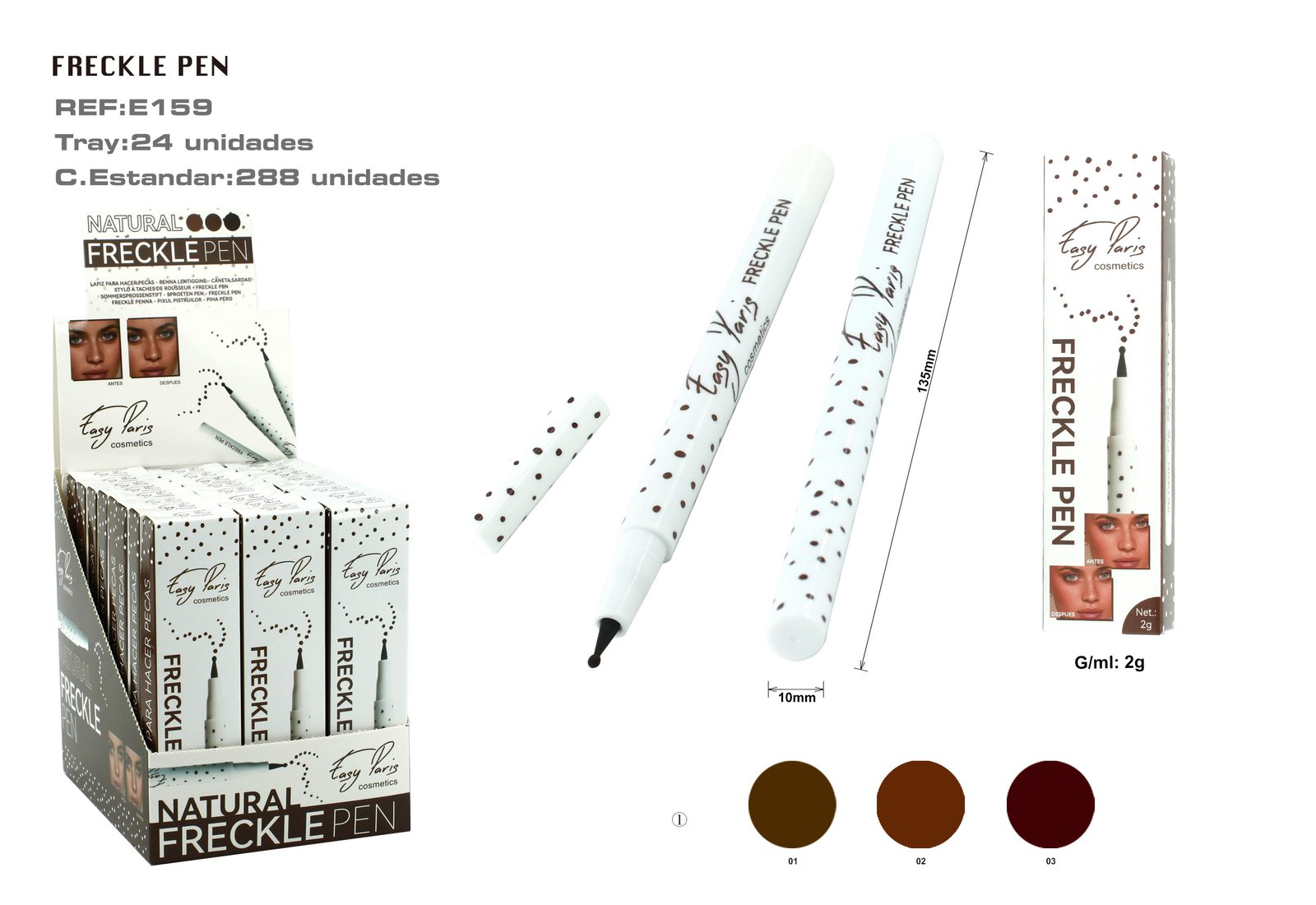FRECKLE PEN ROTULADOR PECAS 3 COLORS