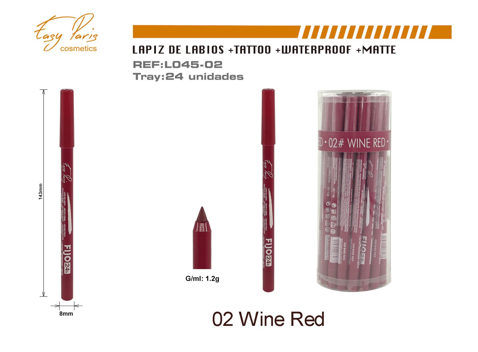 LAPIZ DE LABIOS FIJO 24H WINE RED 24H