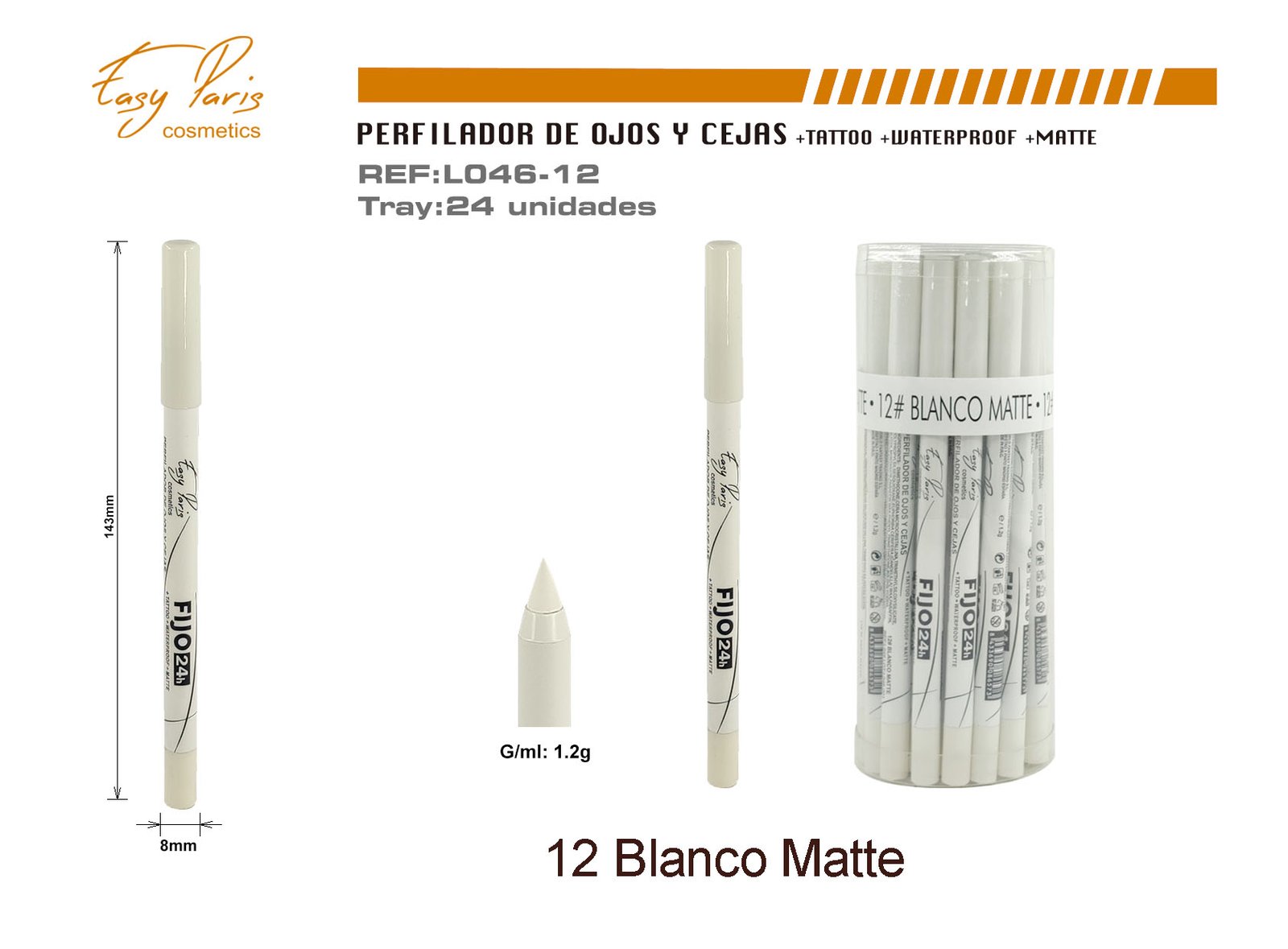 PERFILADOR DE OJOS FIJO 24H BLANCO MATTE