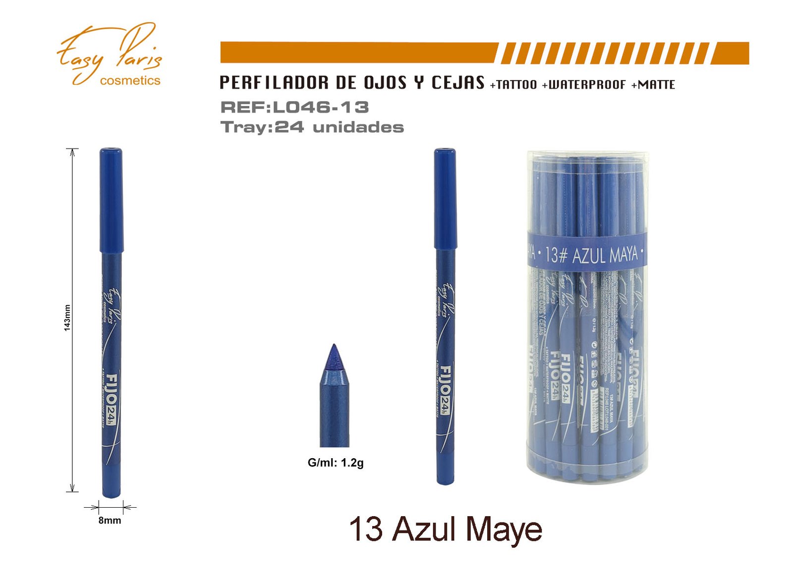 PERFILADOR DE OJOS FIJO 24H AZUL MAYE