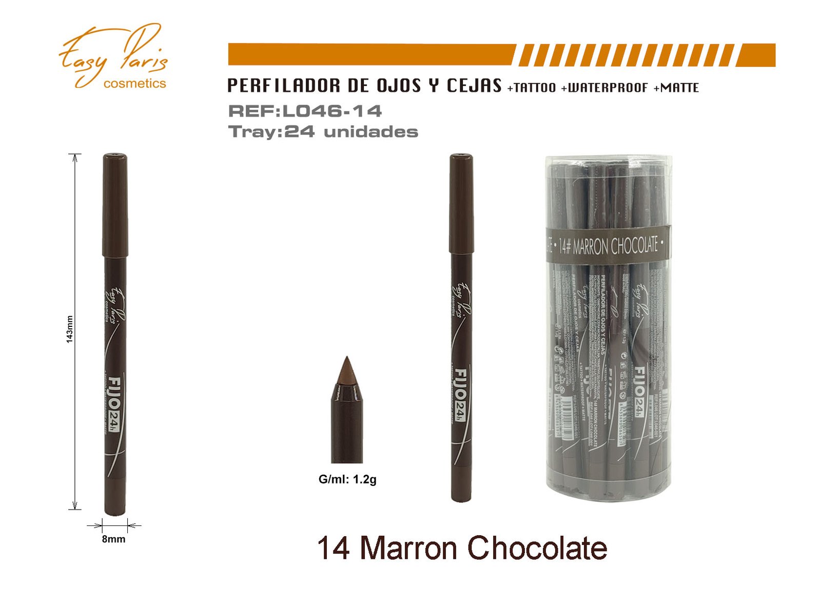 PERFILADOR DE OJOS/CEJAS FIJO 24H MARRON CHOCOLATE