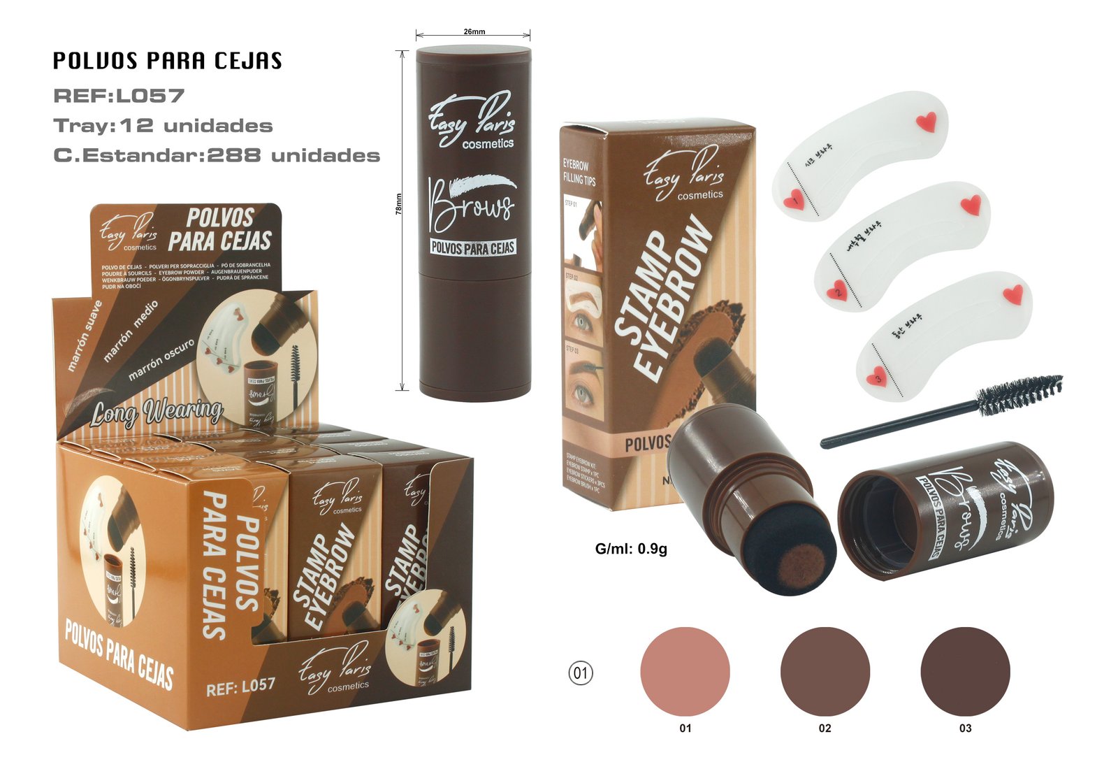 STAMP EYEBROW POLVO DE CEJAS 3 COLORS
